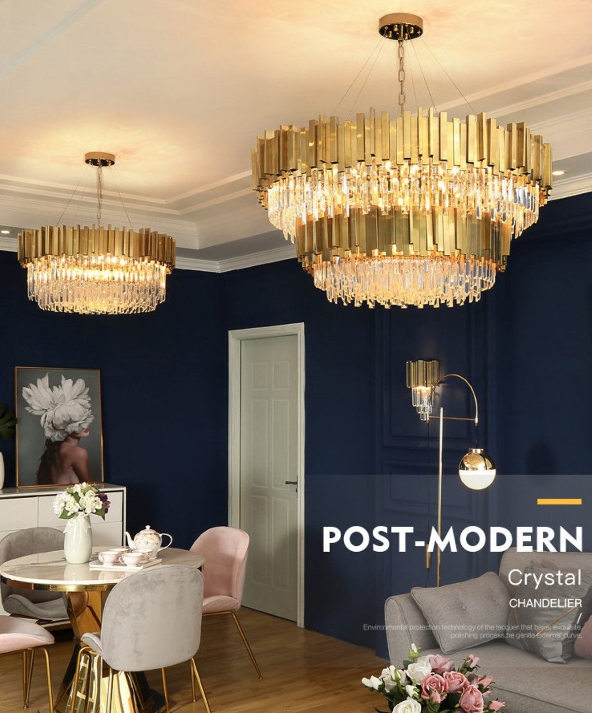 Full Set Gold Crystal Chandelier Light - Reflect Lighting