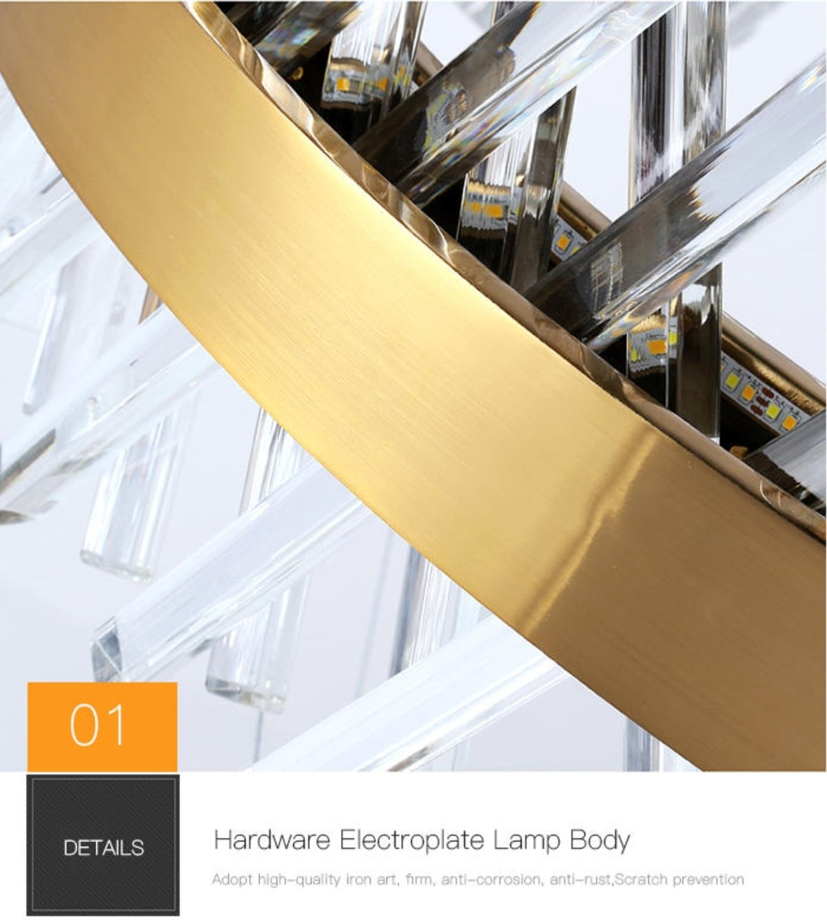 Slanted Crystal Gold Chandelier