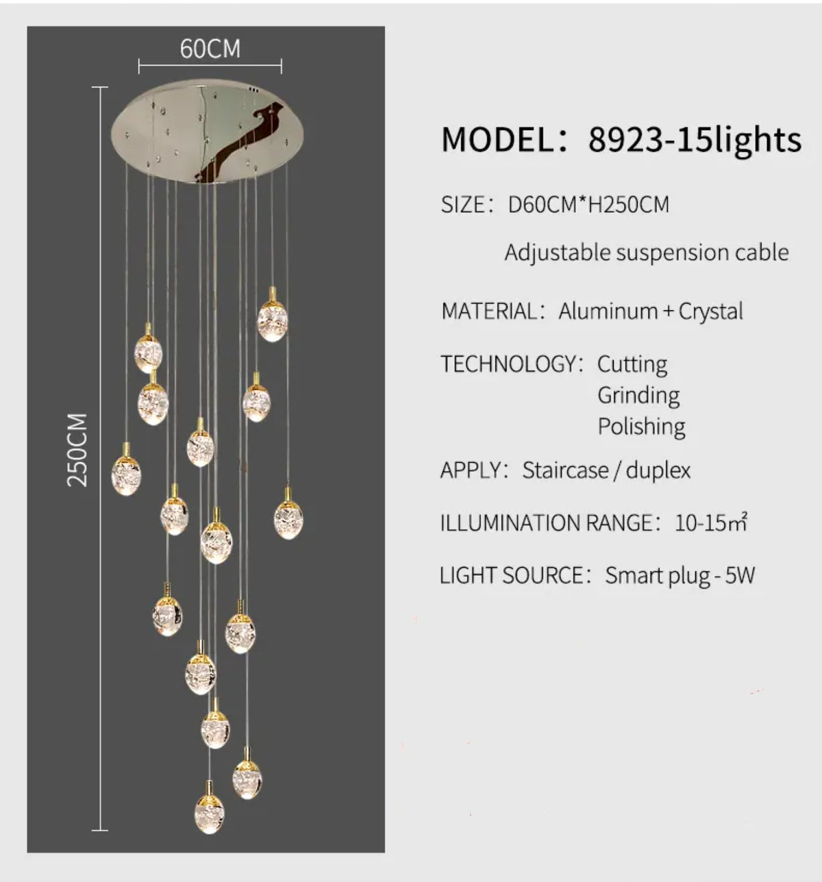 Anjelyn Ebrahim Gold Staircase Chandelier