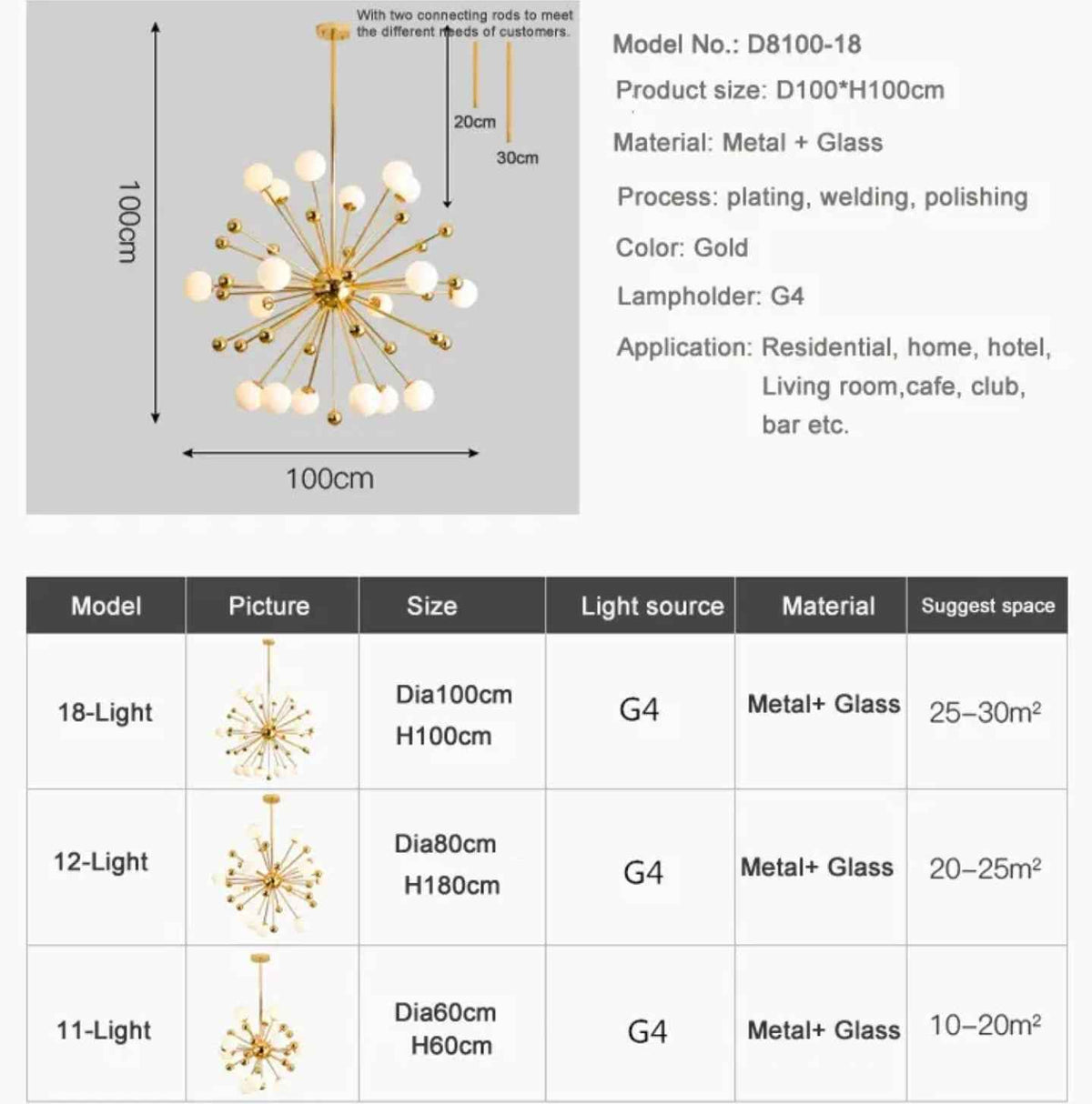 Aaston Boomery Gold Chandelier