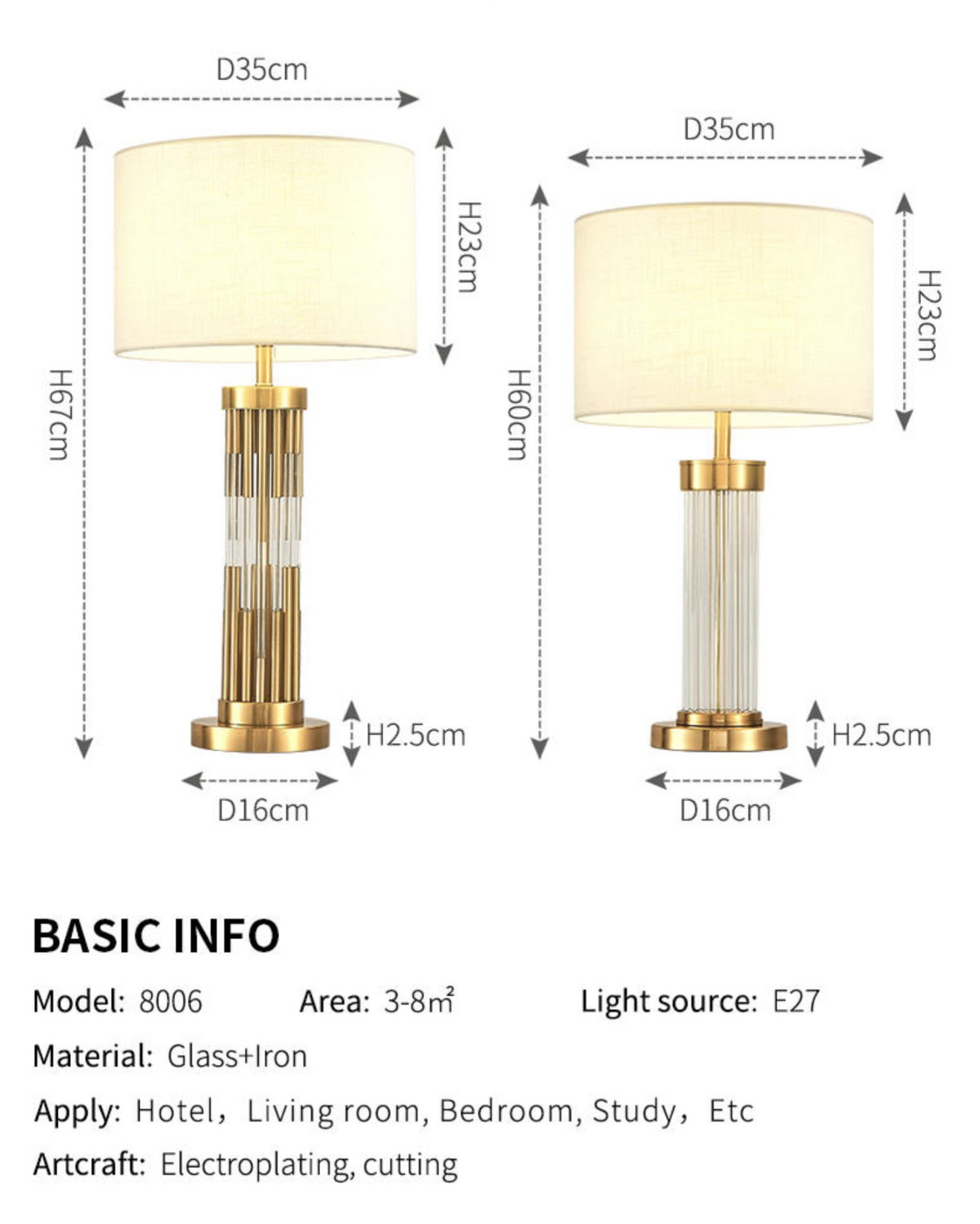 Ancelin Crystal Table Lamp Light- 2 Shapes - Reflect Lighting