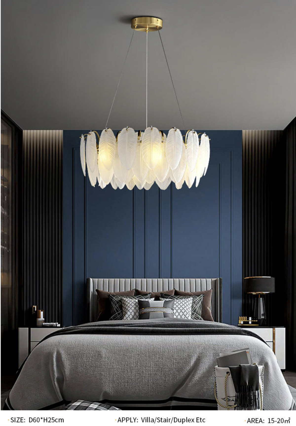 Kari Crystal Feather Texture Gold Chandelier - Reflect Lighting