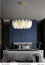 Kari Crystal Feather Texture Gold Chandelier - Reflect Lighting