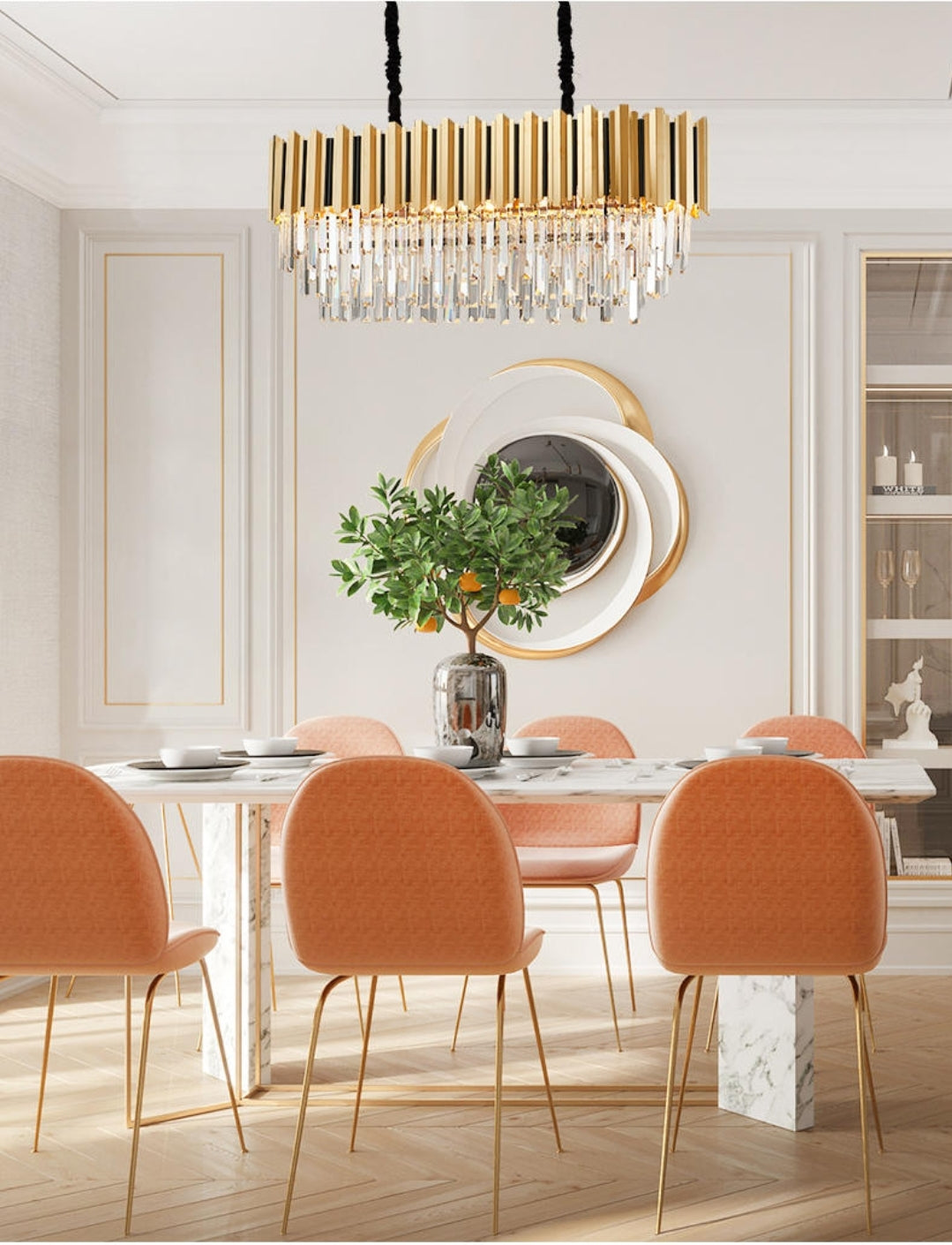 Pyrite Gold Crystal Chandelier -Round/Rectangle - Reflect Lighting