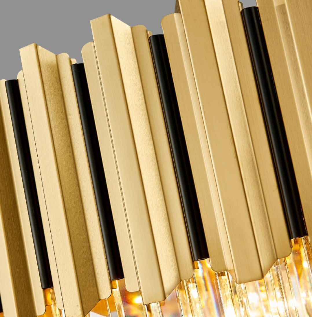 Pyrite Gold Crystal Chandelier -Round/Rectangle - Reflect Lighting