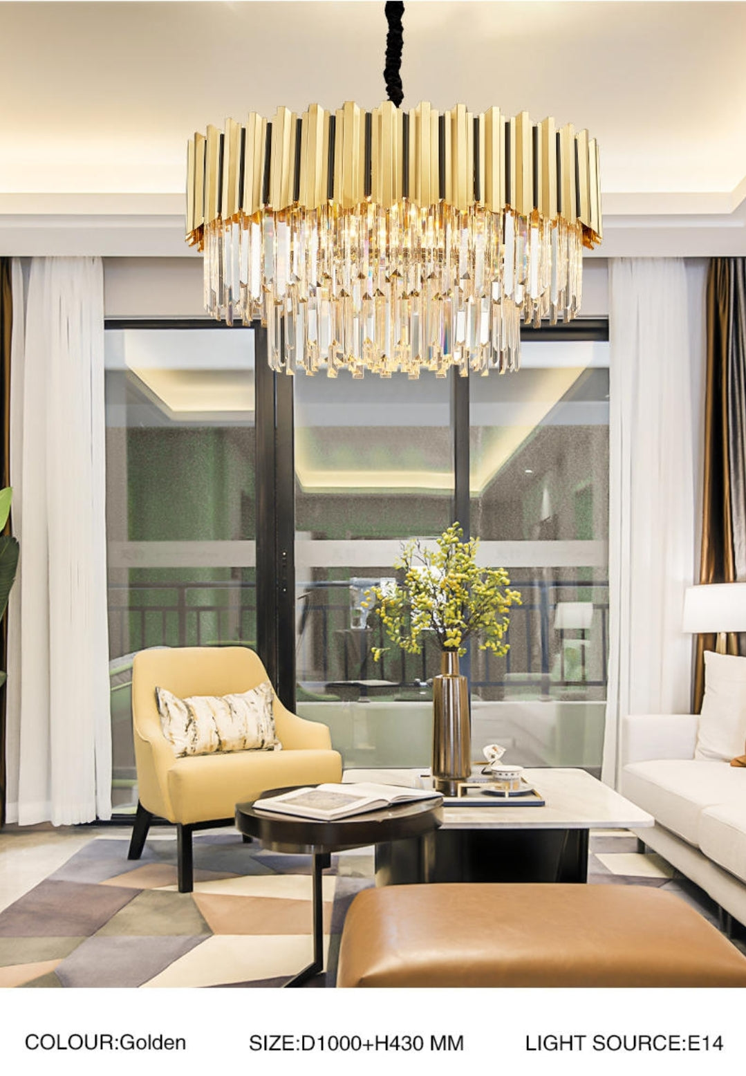 Pyrite Gold Crystal Chandelier -Round/Rectangle - Reflect Lighting