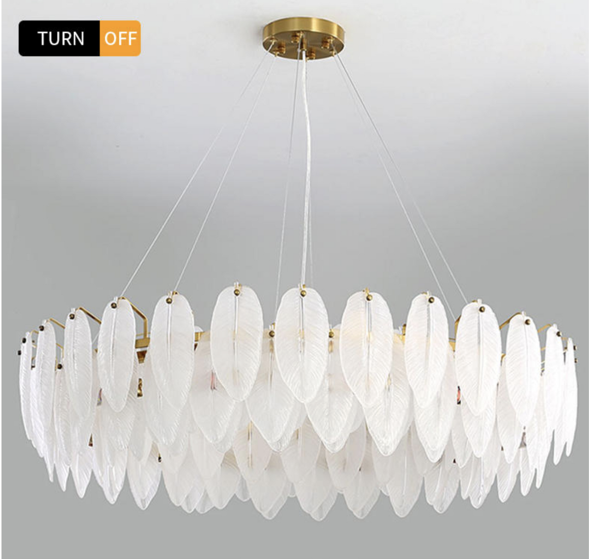Kari Crystal Feather Texture Gold Chandelier - Reflect Lighting