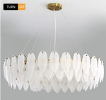 Kari Crystal Feather Texture Gold Chandelier - Reflect Lighting