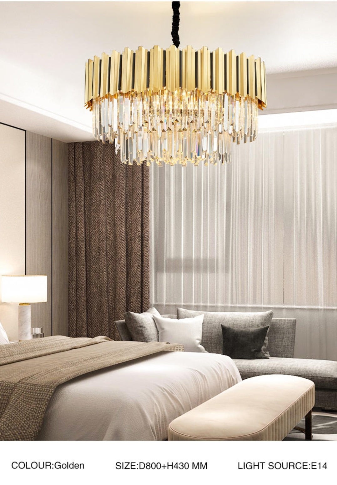 Pyrite Gold Crystal Chandelier -Round/Rectangle - Reflect Lighting