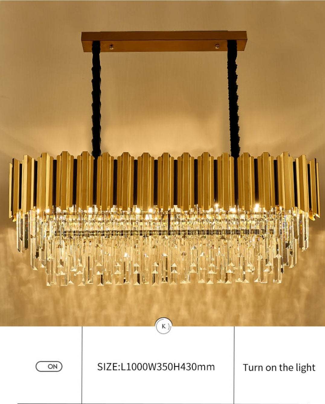 Pyrite Gold Crystal Chandelier -Round/Rectangle - Reflect Lighting