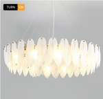 Kari Crystal Feather Texture Gold Chandelier - Reflect Lighting