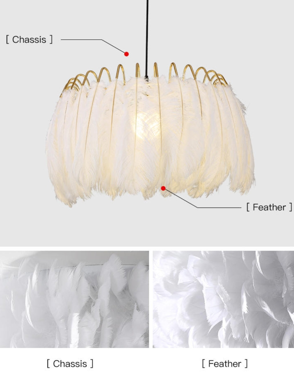 Feather Pendant Lamp-White - Reflect Lighting