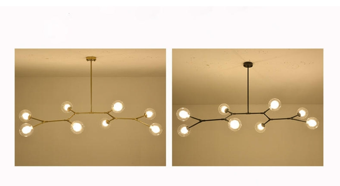 Sputnik Iron & Glass Chandelier/Gold-Black - Reflect Lighting