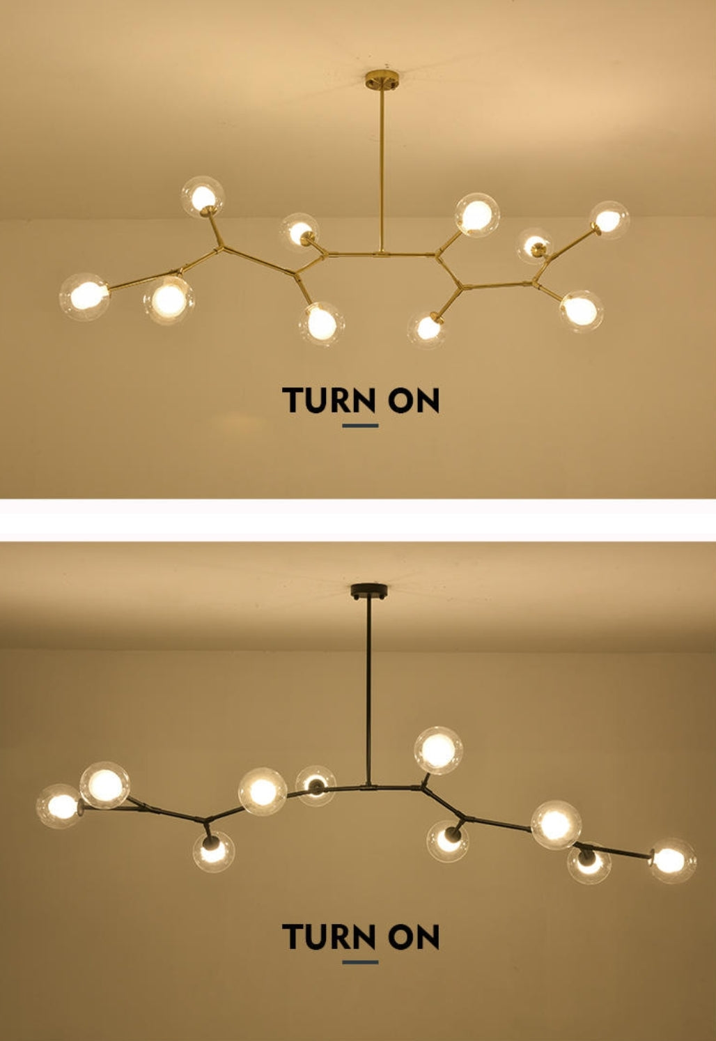 Sputnik Iron & Glass Chandelier/Gold-Black - Reflect Lighting