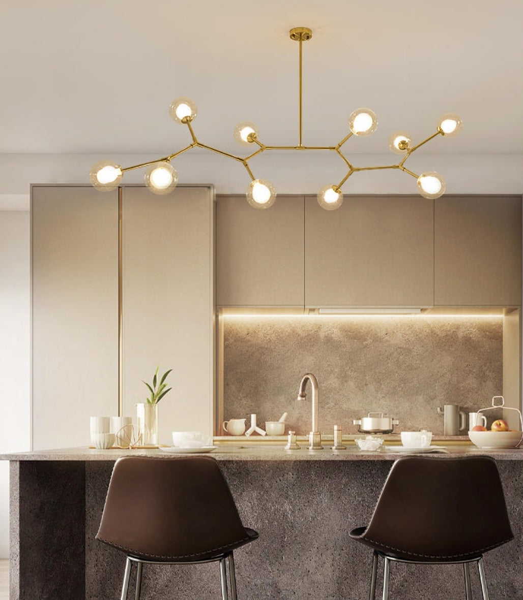 Sputnik Iron & Glass Chandelier/Gold-Black - Reflect Lighting