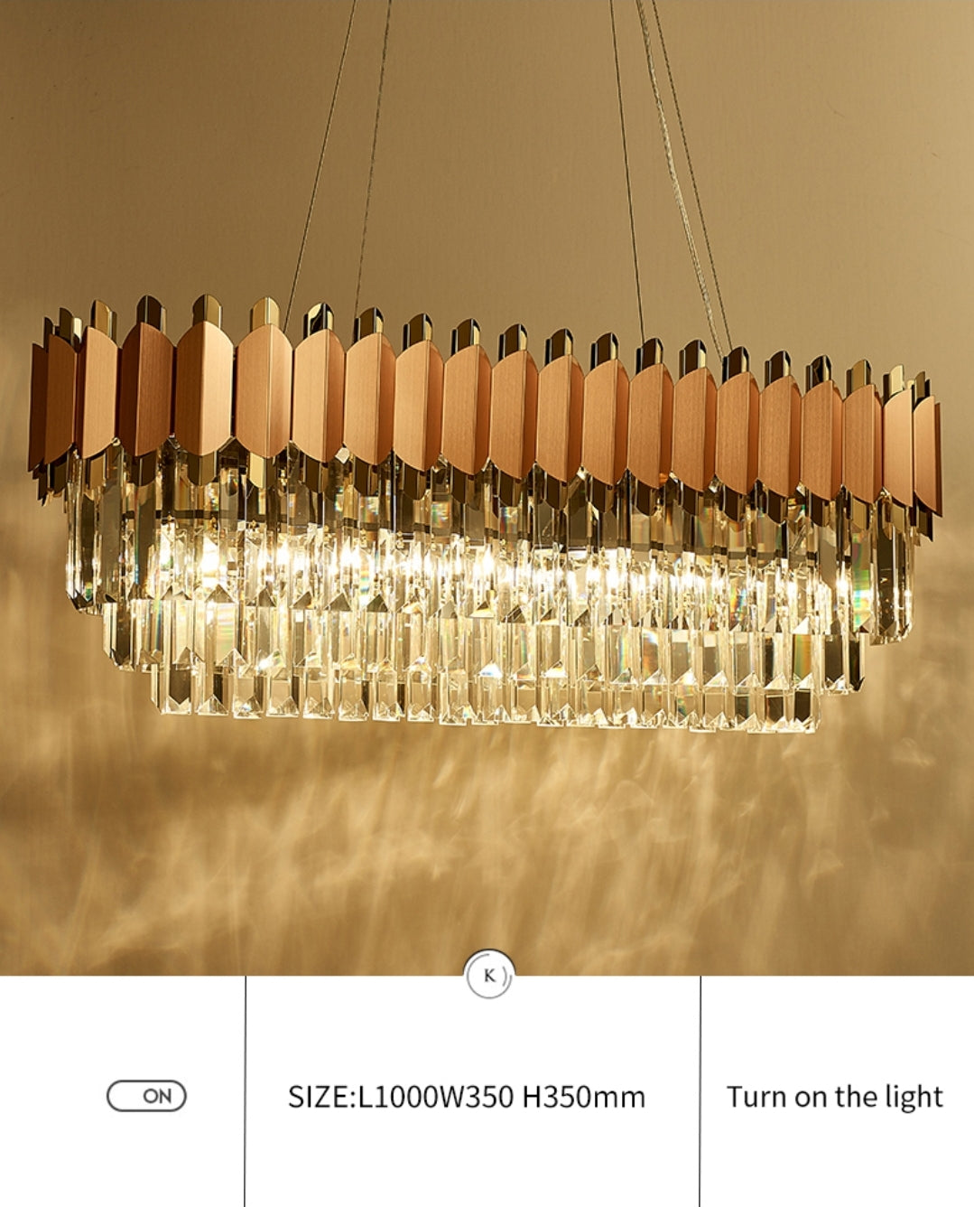 Rose Gold Crystal Chandeliers-Round/Rectangle - Reflect Lighting