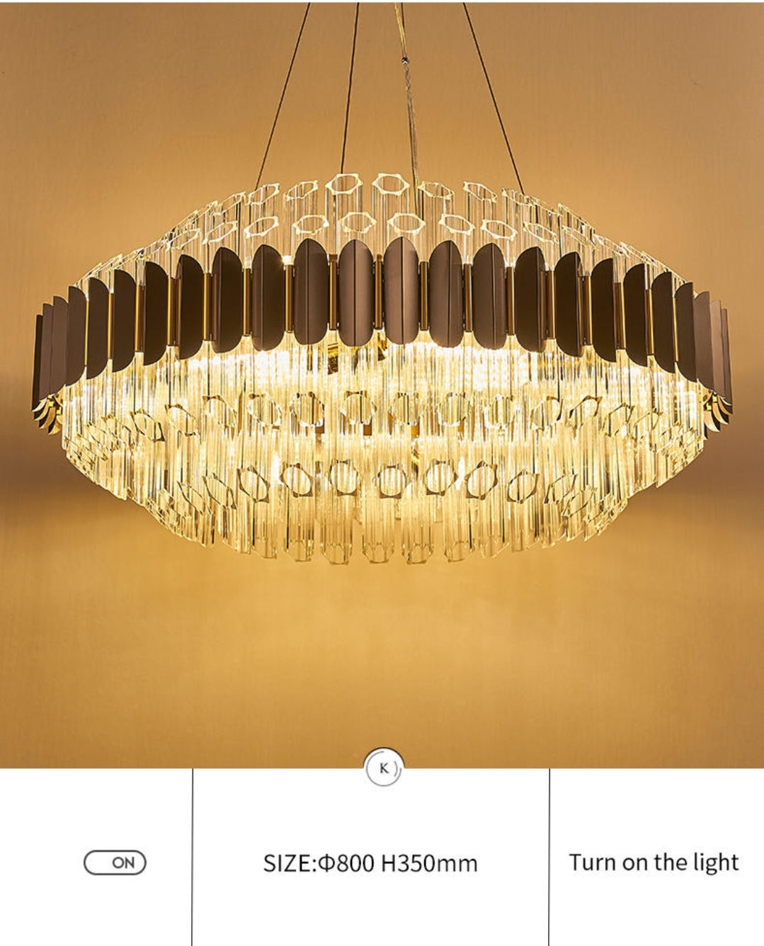 Gary & Gold Cylinder Crystal Chandelier-Round/Rectangle - Reflect Lighting