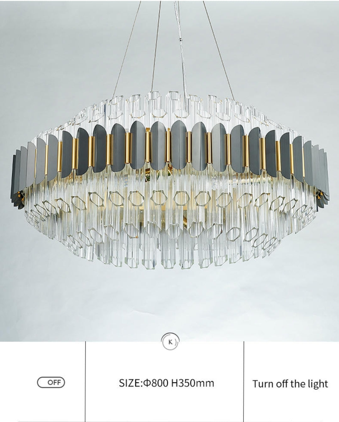 Gary & Gold Cylinder Crystal Chandelier-Round/Rectangle - Reflect Lighting
