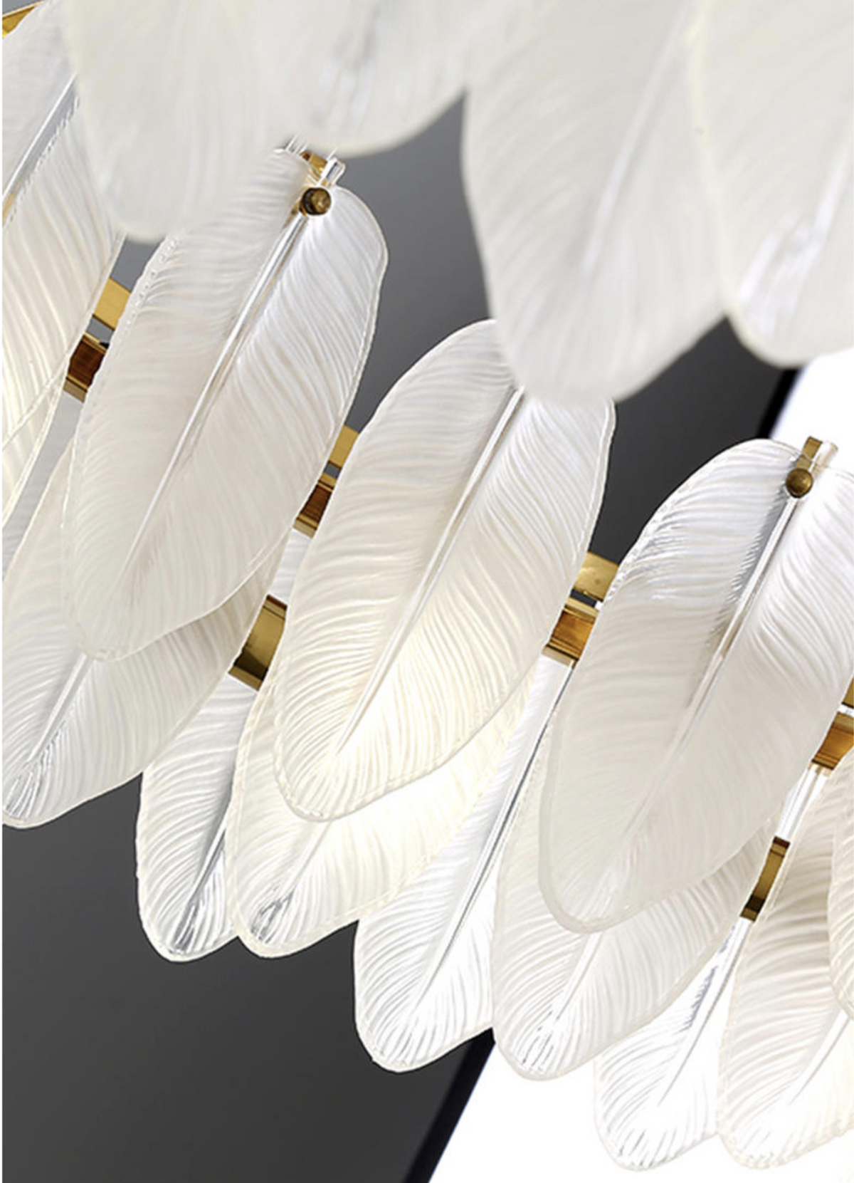 Kari Crystal Feather Texture Gold Chandelier - Reflect Lighting
