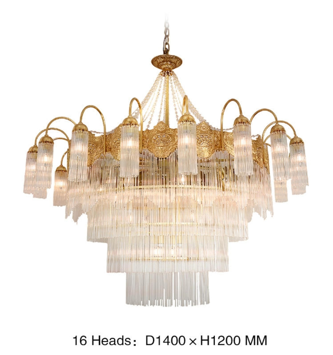 Premium Crystal Copper Chandelier-Round/Rectangle - Reflect Lighting