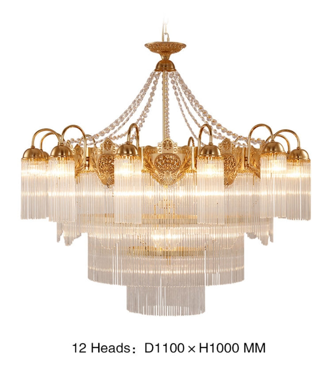 Premium Crystal Copper Chandelier-Round/Rectangle - Reflect Lighting