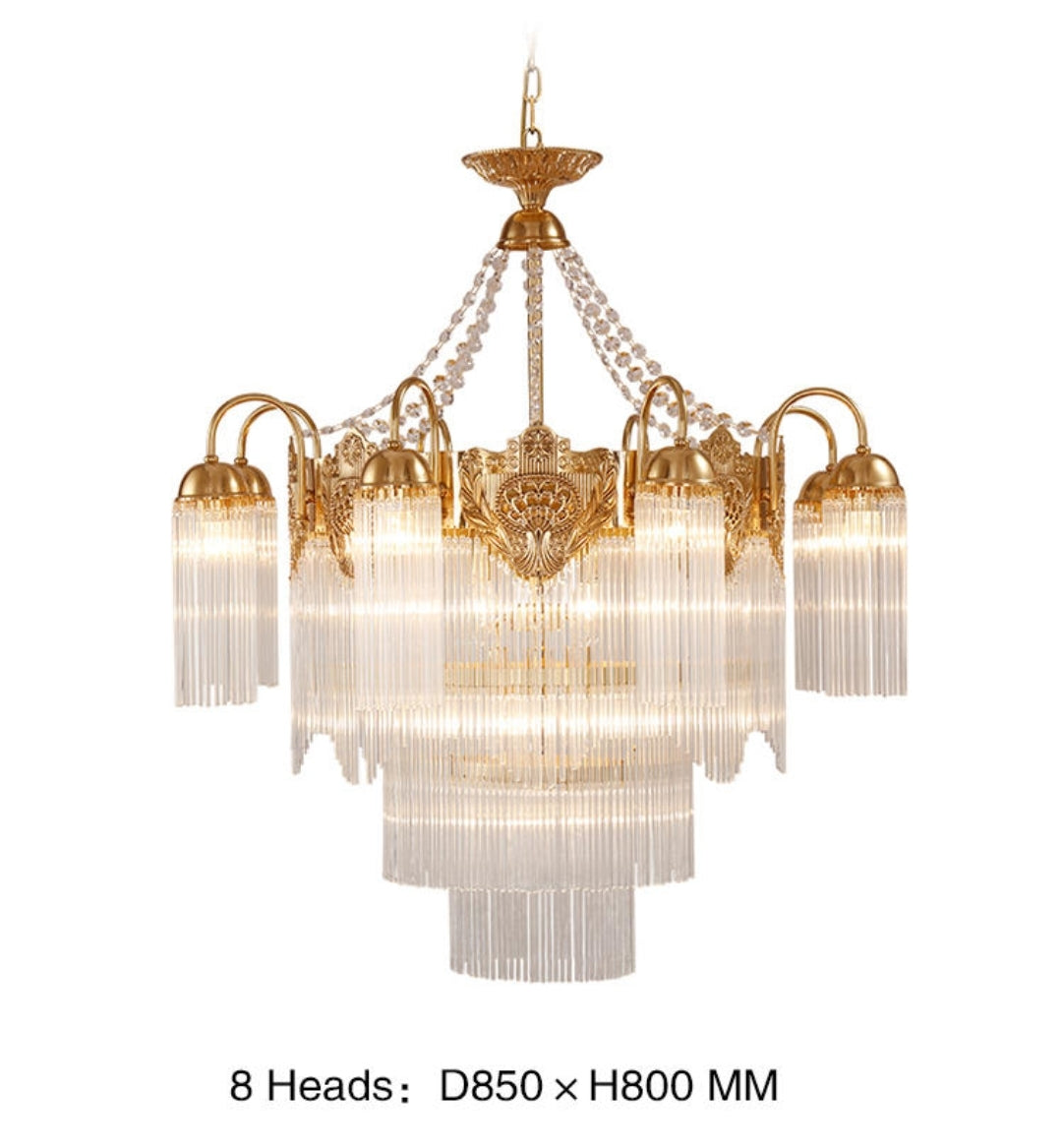 Premium Crystal Copper Chandelier-Round/Rectangle - Reflect Lighting