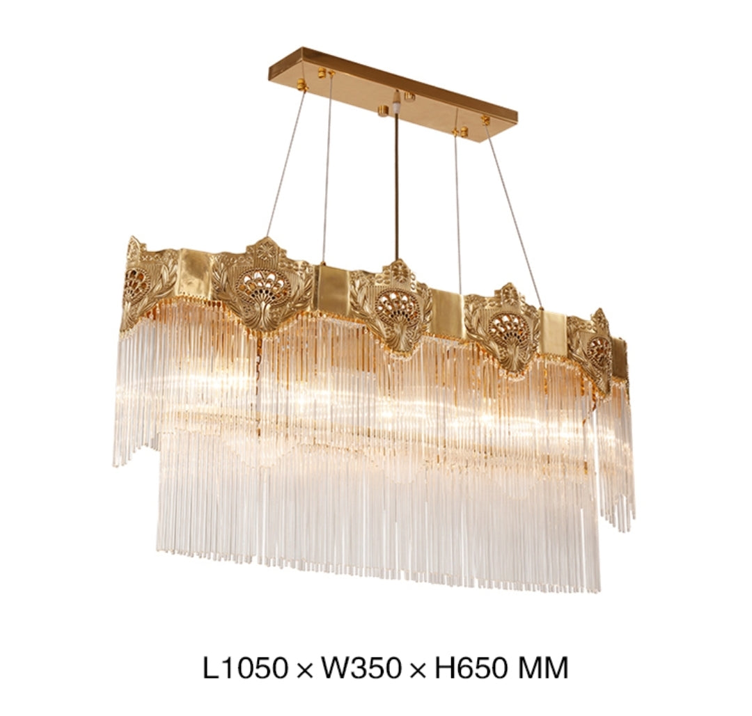 Premium Crystal Copper Chandelier-Round/Rectangle - Reflect Lighting
