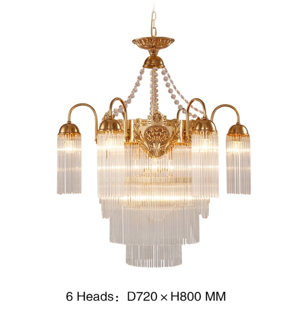 Premium Crystal Copper Chandelier-Round/Rectangle - Reflect Lighting