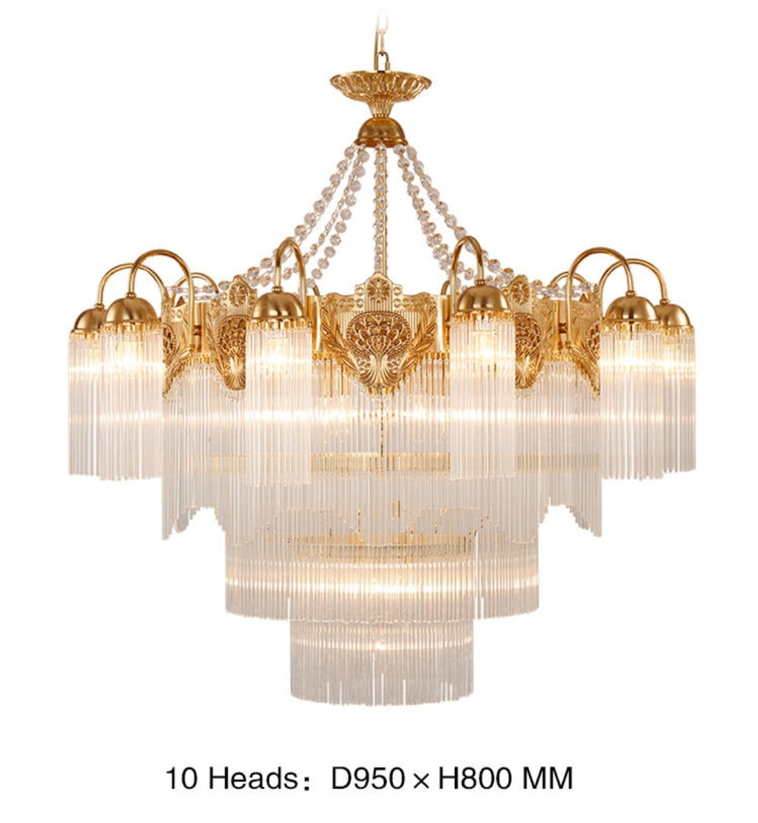 Premium Crystal Copper Chandelier-Round/Rectangle - Reflect Lighting