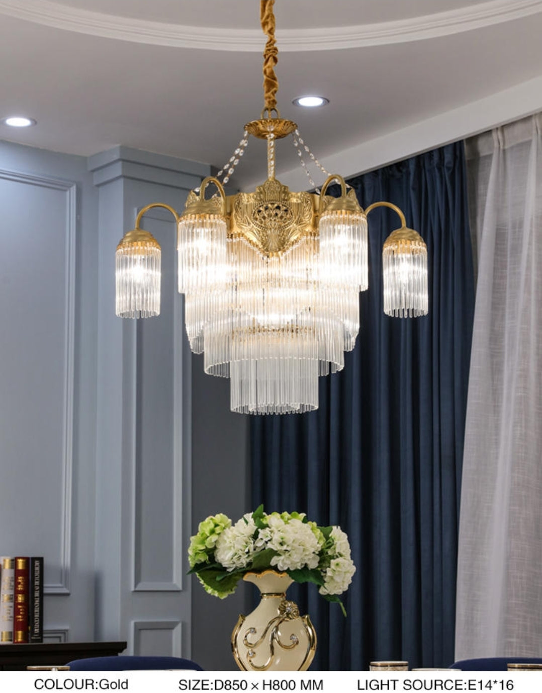 Premium Crystal Copper Chandelier-Round/Rectangle - Reflect Lighting