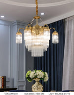 Premium Crystal Copper Chandelier-Round/Rectangle - Reflect Lighting