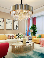 Msambamba Grey & Gold Crystal Chandelier-Round/Rectangle - Reflect Lighting