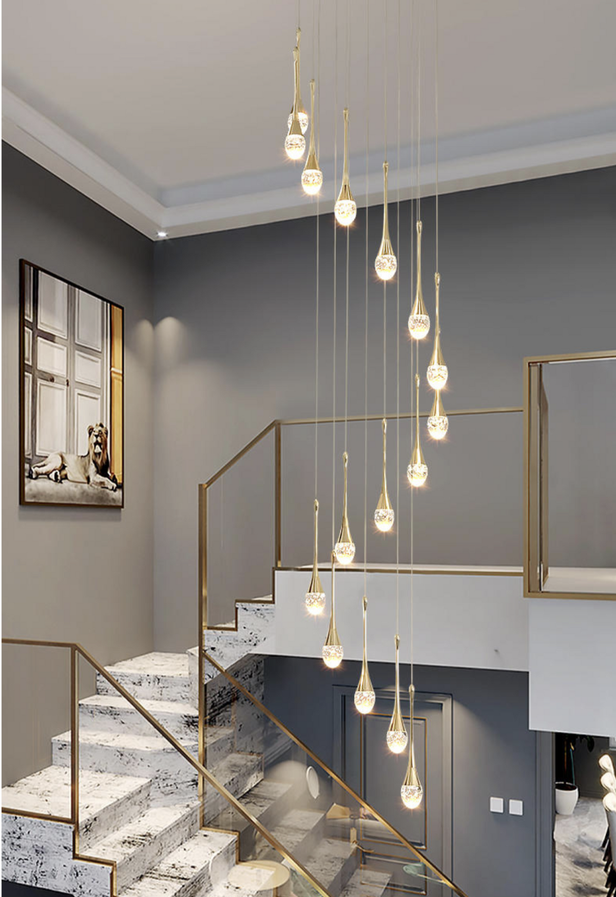 Buchholtz Eisenhauer Gold Staircase Chandelier - Reflect Lighting