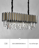Msambamba Grey & Gold Crystal Chandelier-Round/Rectangle - Reflect Lighting