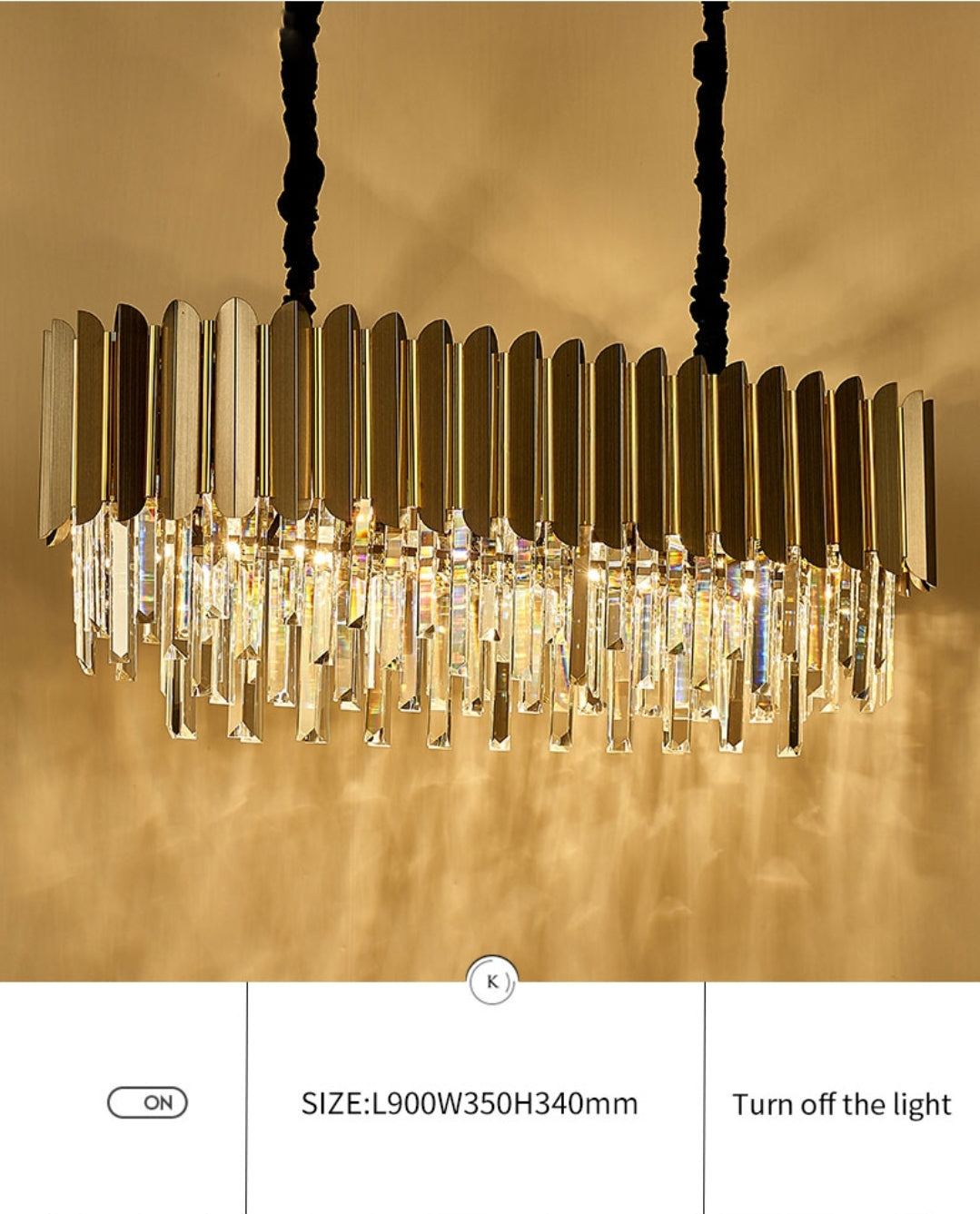 Msambamba Grey & Gold Crystal Chandelier-Round/Rectangle - Reflect Lighting