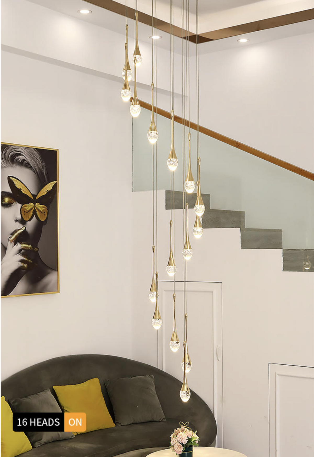 Buchholtz Eisenhauer Gold Staircase Chandelier - Reflect Lighting