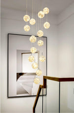 Balle Be Crystal Ball Staircase Chandelier- Smokey Grey/Cognac - Reflect Lighting