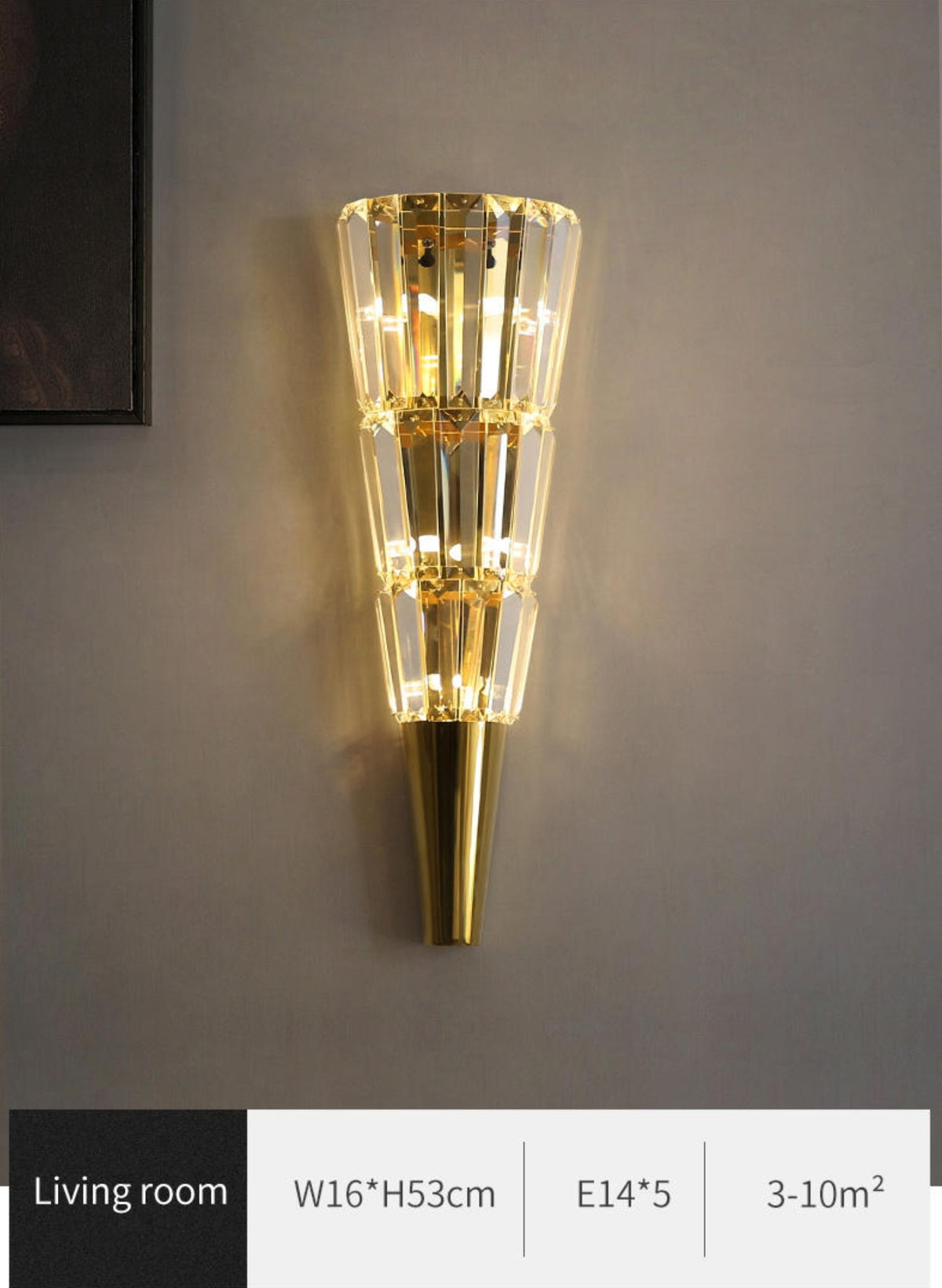 Crystal Cone Gold Wall Lamp - Reflect Lighting