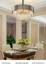 Msambamba Grey & Gold Crystal Chandelier-Round/Rectangle - Reflect Lighting