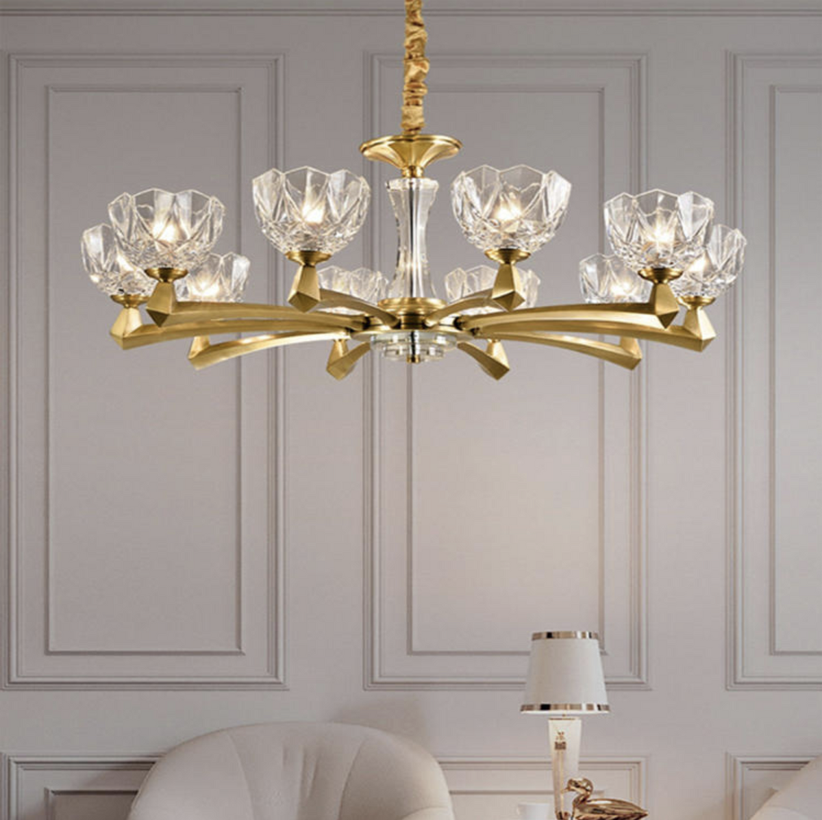 Sanne Barium Copper Crystal Chandelier - Reflect Lighting