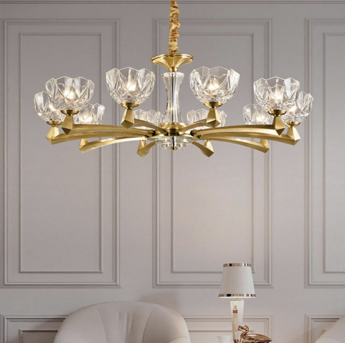Sanne Barium Copper Crystal Chandelier - Reflect Lighting