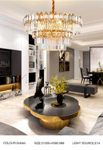 Walden Gold Crystal Chandelier-Round/Rectangle - Reflect Lighting
