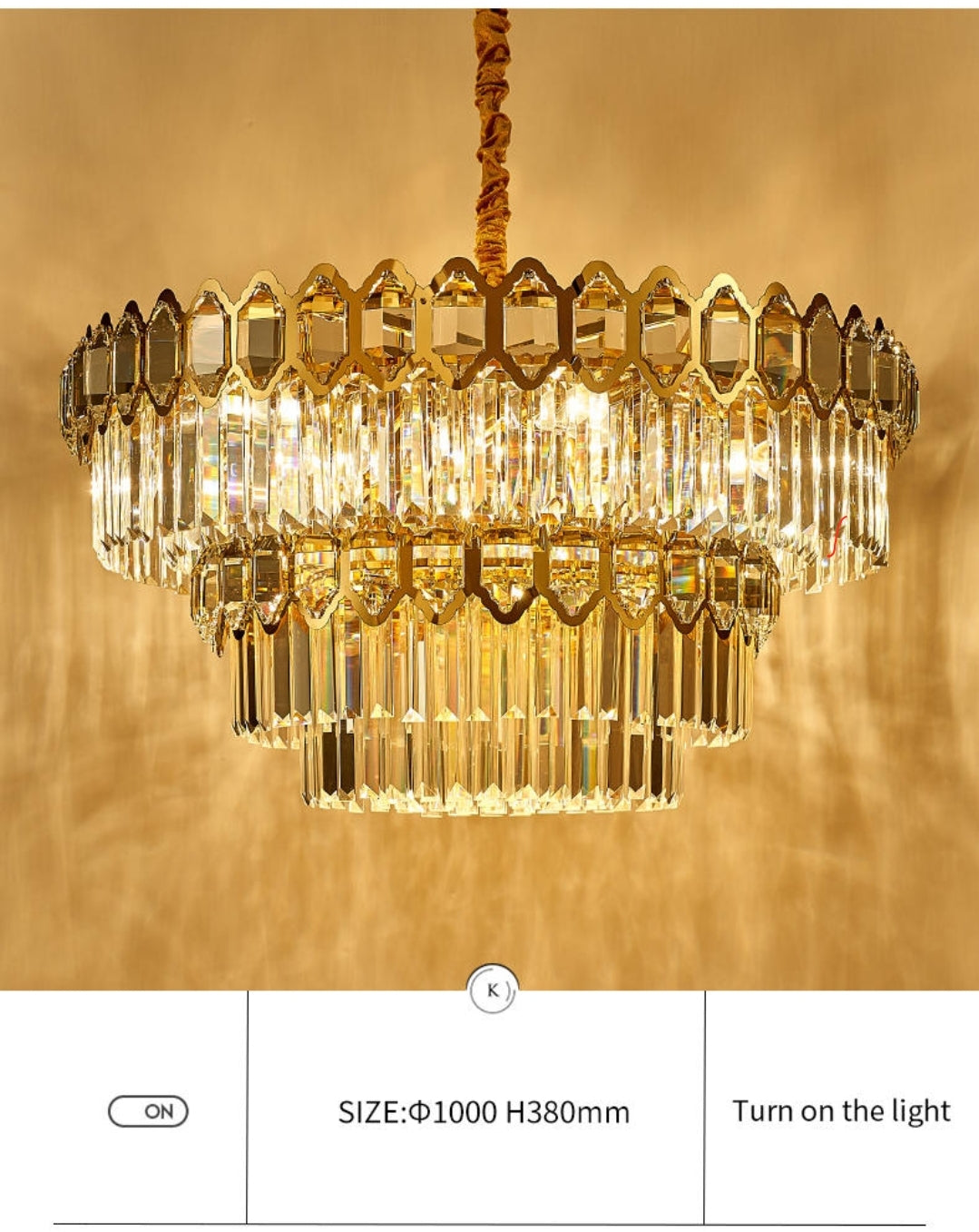Walden Gold Crystal Chandelier-Round/Rectangle - Reflect Lighting