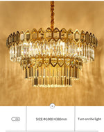 Walden Gold Crystal Chandelier-Round/Rectangle - Reflect Lighting