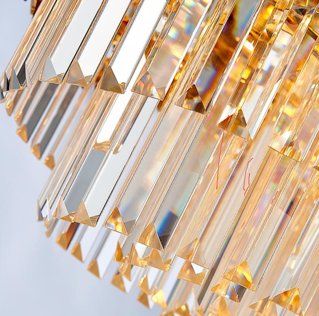 Walden Gold Crystal Chandelier-Round/Rectangle - Reflect Lighting
