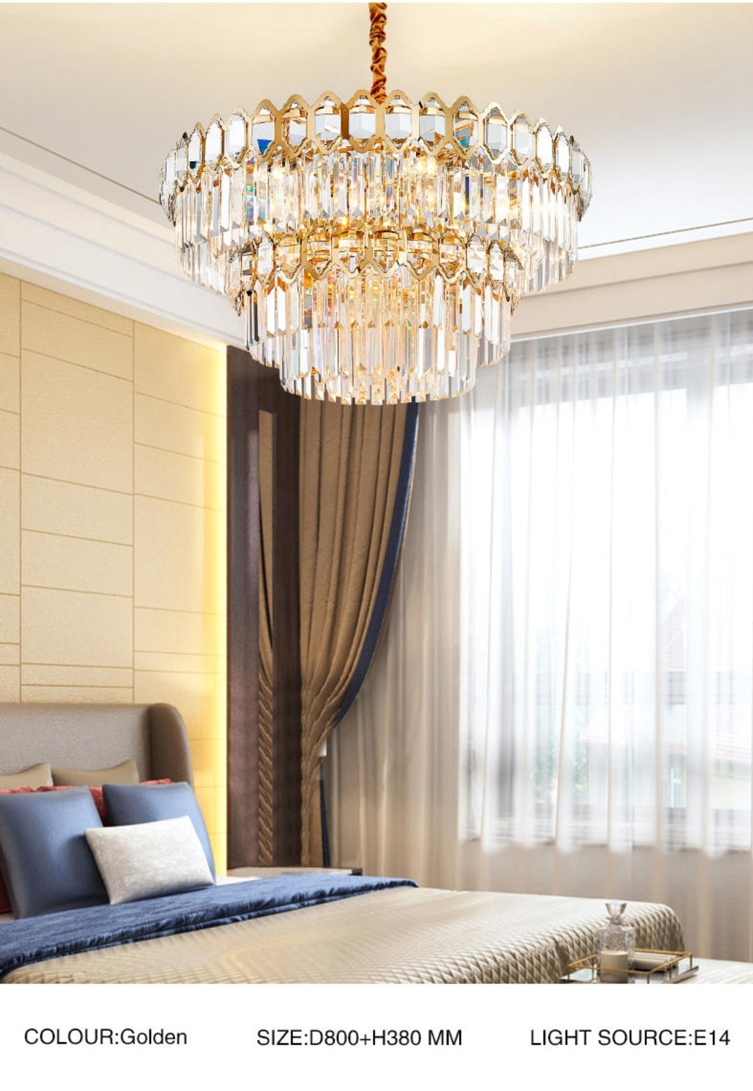 Walden Gold Crystal Chandelier-Round/Rectangle - Reflect Lighting