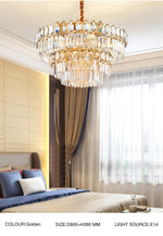 Walden Gold Crystal Chandelier-Round/Rectangle - Reflect Lighting