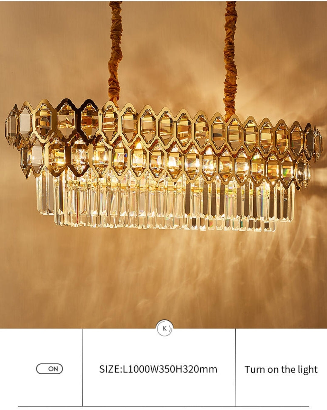 Walden Gold Crystal Chandelier-Round/Rectangle - Reflect Lighting