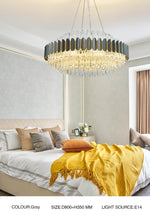 Gary & Gold Cylinder Crystal Chandelier-Round/Rectangle - Reflect Lighting
