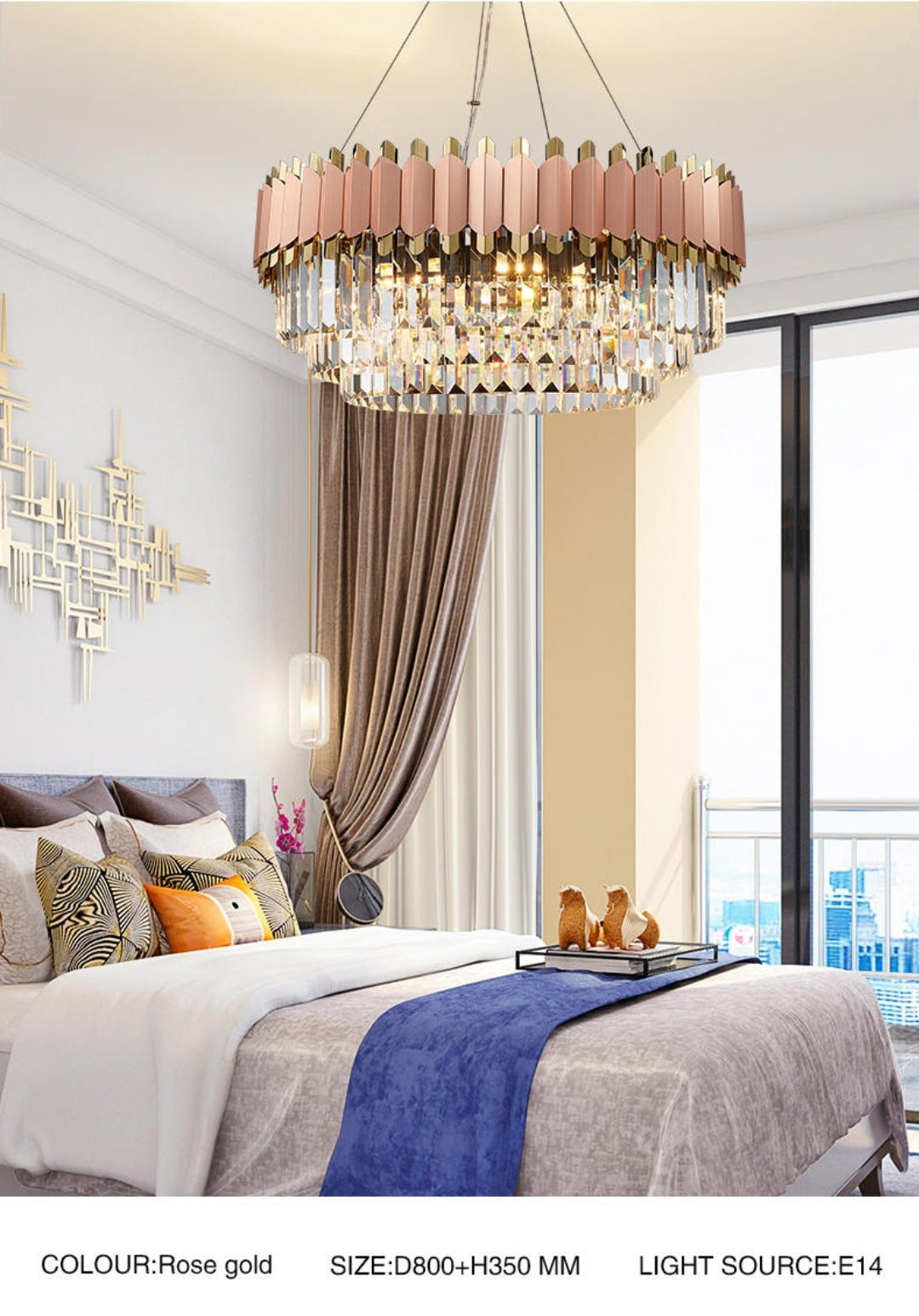 Rose Gold Crystal Chandeliers-Round/Rectangle - Reflect Lighting